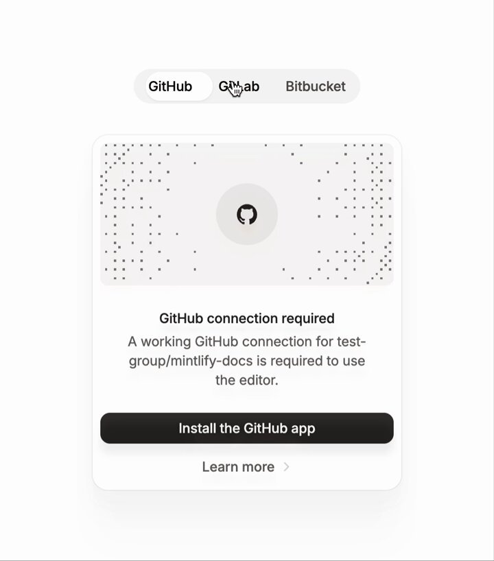 GitHub Connection Required UI